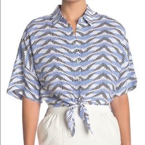 NWT FRNCH Tie-hem patterned blouse S/M